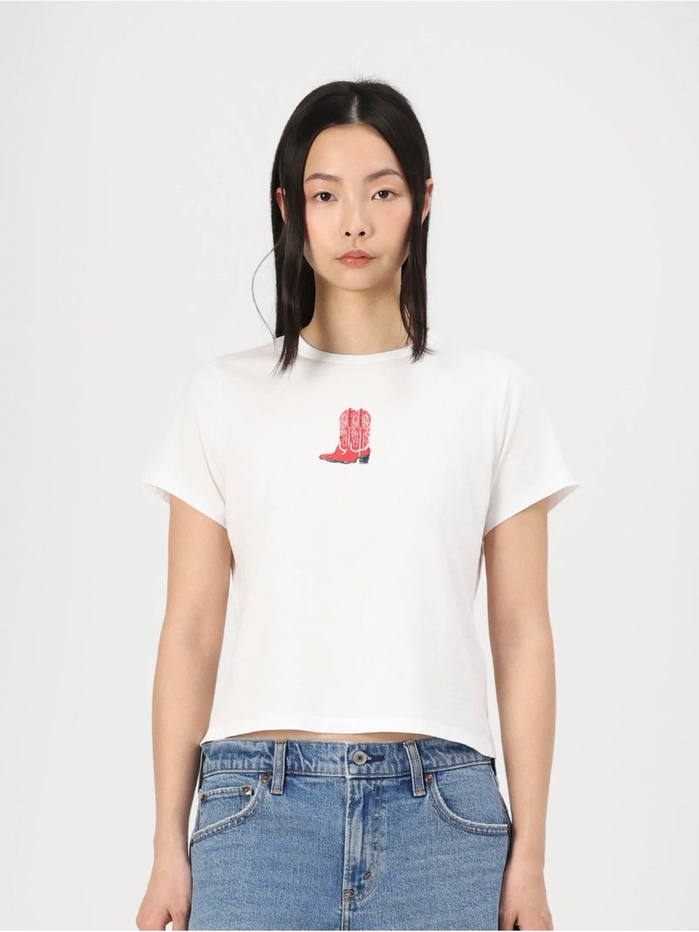 Abercrombie Red Cowboy Boots Skimming Tee